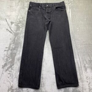 VTG GAP MORRISON Mens Black Denim Jeans Button Fly Straight Leg Sz 33W Grunge‎